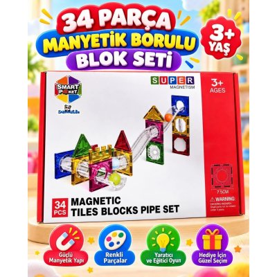 34 PARÇA MANYETİK LEGO BLOKLAR